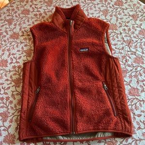 Patagonia Red Retro-X Pile Sherpa Fleece Full-Zip Vest Size LARGE GUC